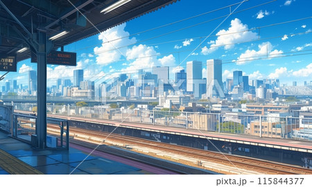 駅のホームからの風景、都会5 駅のホームからの風景、都会5 115844377