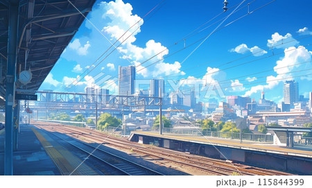 駅のホームからの風景、都会16 駅のホームからの風景、都会16 115844399