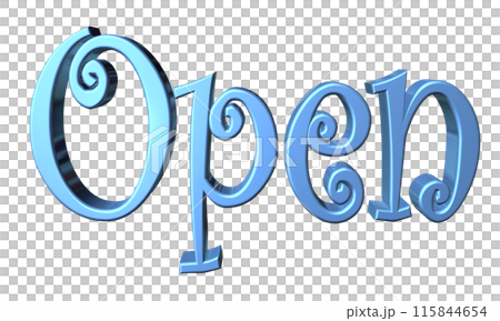 3DCG three-dimensional letters "Open/Opening Commemoration" Blue, Blue 115844654