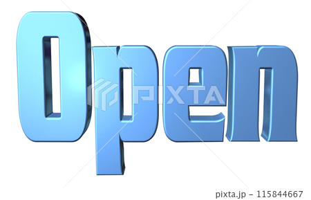 3DCG立体文字「Open/開店記念」ブルー,青 115844667