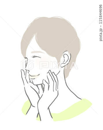 頬に手をあててほほ笑む人 115844696