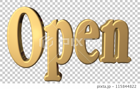 3DCG three-dimensional letters "Open/Opening Commemoration" Gold 3DCG three-dimensional letters "Open/Opening Commemoration" Gold 115844822