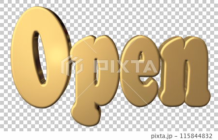 3DCG three-dimensional letters "Open/Opening Commemoration" Gold 3DCG three-dimensional letters "Open/Opening Commemoration" Gold 115844832
