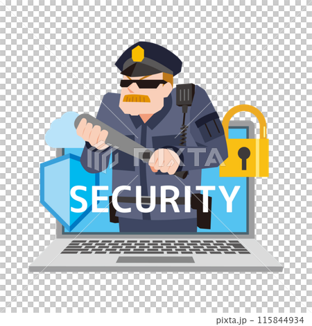 PCを守る男性のイメージイラスト PCを守る男性のイメージイラスト 115844934