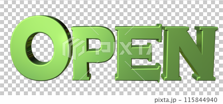 3DCG three-dimensional letters "Open/Opening Commemoration" Green, Green 115844940