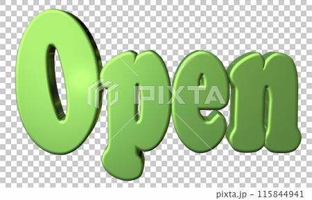 3DCG three-dimensional letters "Open/Opening Commemoration" Green, Green 3DCG three-dimensional letters "Open/Opening Commemoration" Green, Green 115844941