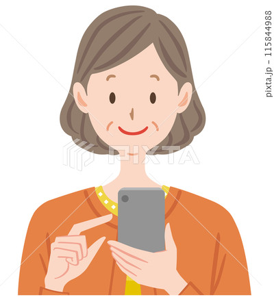 スマホを操作する中高年の女性 スマホを操作する中高年の女性 115844988