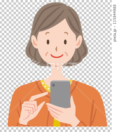 スマホを操作する中高年の女性 スマホを操作する中高年の女性 115844988