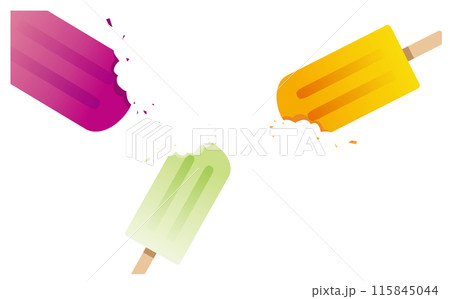 食べかけの棒アイスのイラスト背景素材 115845044