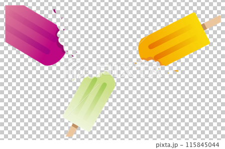 食べかけの棒アイスのイラスト背景素材 115845044