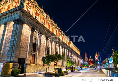 Teatro Degollado, a neoclassical Mexican theater in Guadalajara, Mexico at sunset 115845301