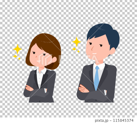 Business people men and women in suits. Confident and smug faces. Business people men and women in suits. Confident and smug faces. 115845374