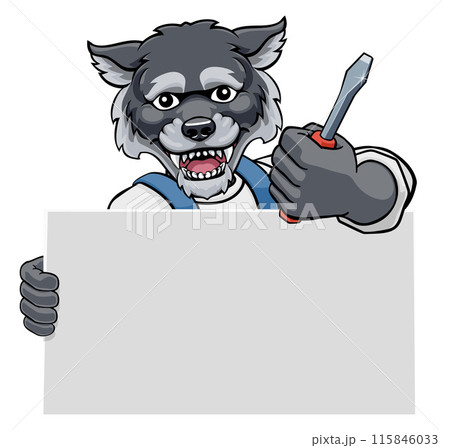 Electrician Wolf Screwdriver Tool Handyman 115846033