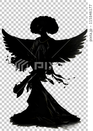 Black silhouette of a woman as angel on white background. 115846177