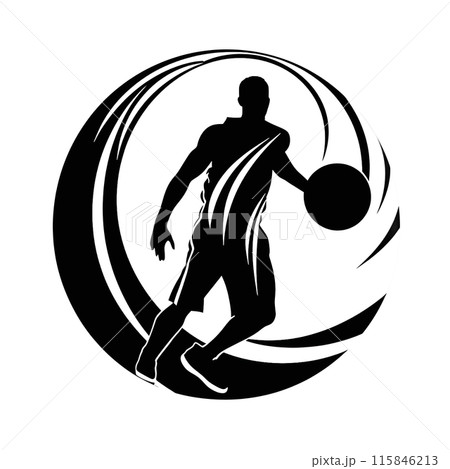 Logo concept - white and black basketball player 115846213