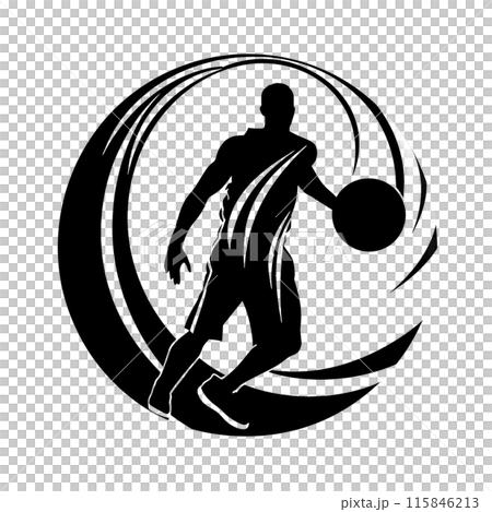 Logo concept - white and black basketball player 115846213