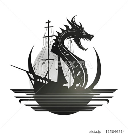 Logo concept - dragon ship white and black 115846214