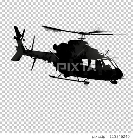 Black silhouette of a helicopter on white background. Black silhouette of a helicopter on white background. 115846240