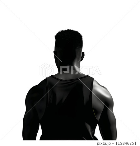 Black silhouette of back of a man on white background. Black silhouette of back of a man on white background. 115846251