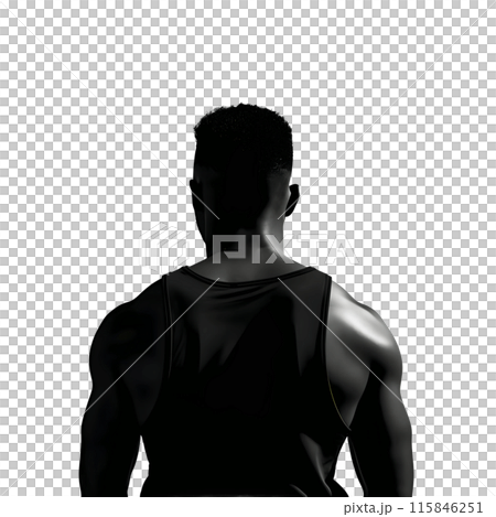 Black silhouette of back of a man on white background. Black silhouette of back of a man on white background. 115846251