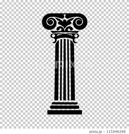Black silhouette of a pillar on white background. 115846266