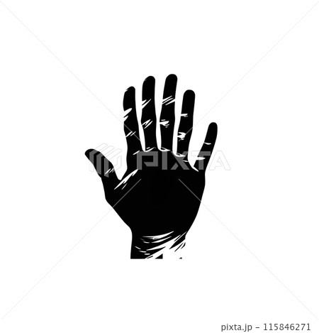 Black silhouette of a palm of the hand on white background. Black silhouette of a palm of the hand on white background. 115846271