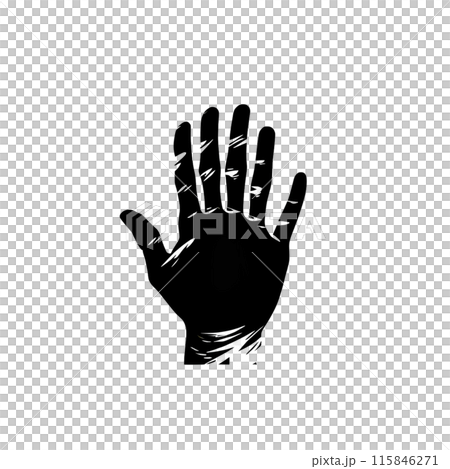 Black silhouette of a palm of the hand on white background. Black silhouette of a palm of the hand on white background. 115846271