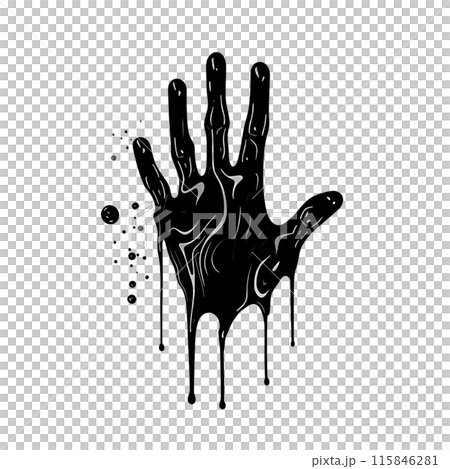 Black silhouette of a bloody hand on white background. Black silhouette of a bloody hand on white background. 115846281