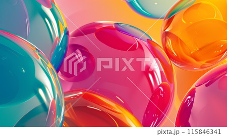 Vibrant Colorful Abstract Bubbles Pattern. 3D Spheres on Gradient Background 115846341