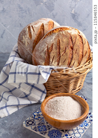 Close up of sourdough breads. Close up of sourdough breads. 115846553