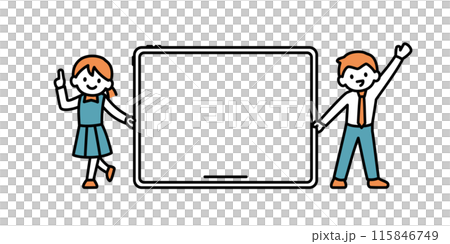 タブレットを紹介する高校生のイラスト タブレットを紹介する高校生のイラスト 115846749