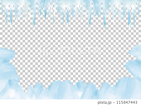 水彩風格冰山和冰柱涼爽景觀框架 115847443