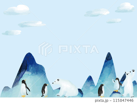 【送料込】イラスト・デザインがイイ! 水着 （白熊・ペンギン） 白熊とペンギンとの熱中症への