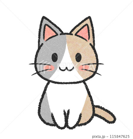 座っているねこ（三毛猫）のイラスト素材 [115847625] - PIXTA