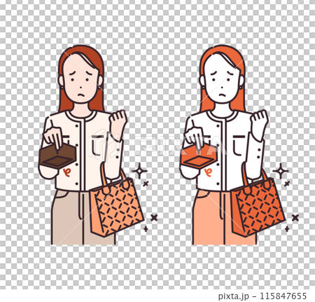 penniless woman carrying a luxury bag illustration penniless woman carrying a luxury bag illustration 115847655
