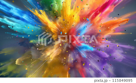 Explosion of Colorful Paints 3D Bright Background Explosion of Colorful Paints 3D Bright Background 115849095