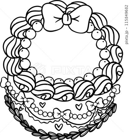 Coquette Vintage cake outline doodle Coquette Vintage cake outline doodle 115849682