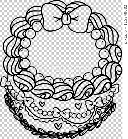 Coquette Vintage cake outline doodle Coquette Vintage cake outline doodle 115849682