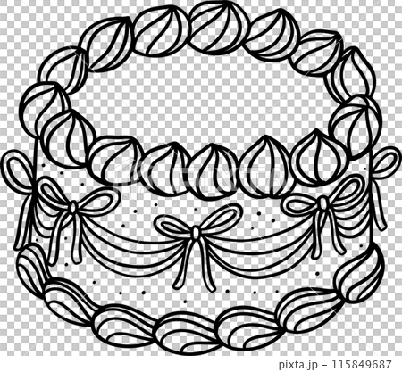 Coquette Vintage cake outline doodle 115849687