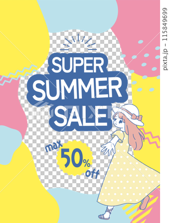 Pop fluid and girl frame sale POP flyer banner 115849699