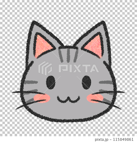 ねこの顔（サバトラ猫）のイラスト素材 [115849861] - PIXTA
