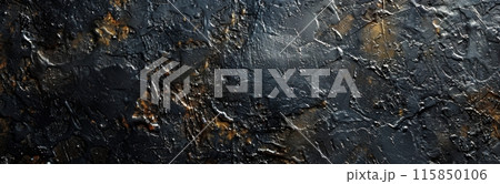 Close Up View of Dark Grey Peeling Paint on Rough Surface Close Up View of Dark Grey Peeling Paint on Rough Surface 115850106