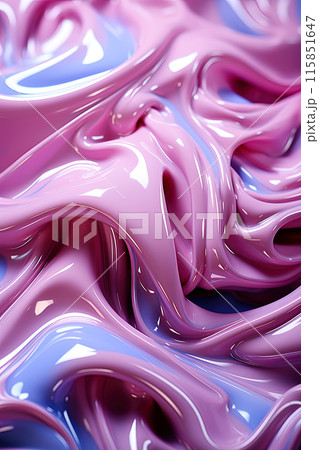 Liquid abstract pink and blue background with drops 115851647