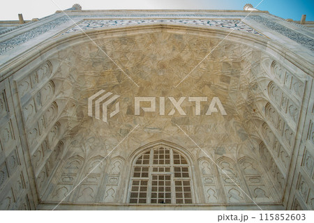 人生で一度は行ってみたいタージマハルのとても美しい風景 人生で一度は行ってみたいタージマハルのとても美しい風景 115852603