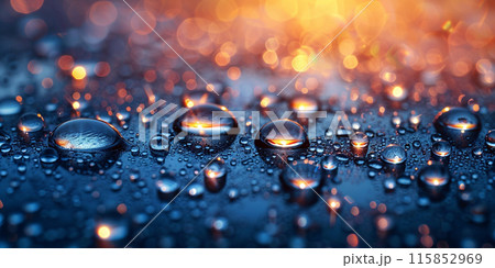 Water drops on the glass with a beautiful bokeh background. 115852969