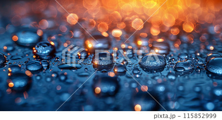 Water drops on the glass with a beautiful bokeh background. Water drops on the glass with a beautiful bokeh background. 115852999