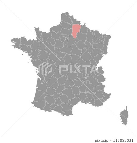 Aisne department map, administrative division of France. Vector illustration. 115853031