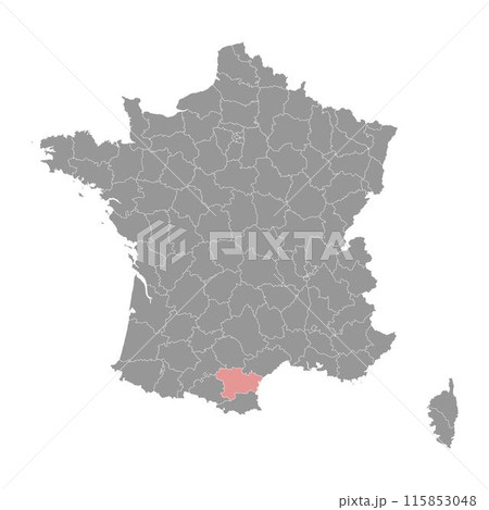Aude department map, administrative division of France. Vector illustration. Aude department map, administrative division of France. Vector illustration. 115853048