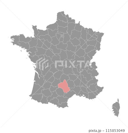 Aveyron department map, administrative division of France. Vector illustration. Aveyron department map, administrative division of France. Vector illustration. 115853049