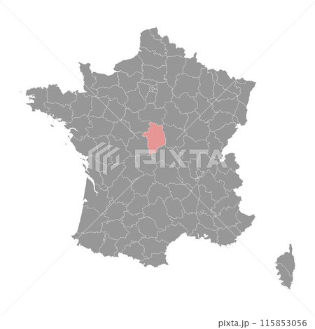 Cher department map, administrative division of France. Vector illustration. Cher department map, administrative division of France. Vector illustration. 115853056